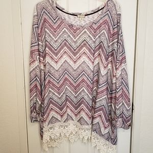 Eyeshadow chevron print multi-colored blouse 3X